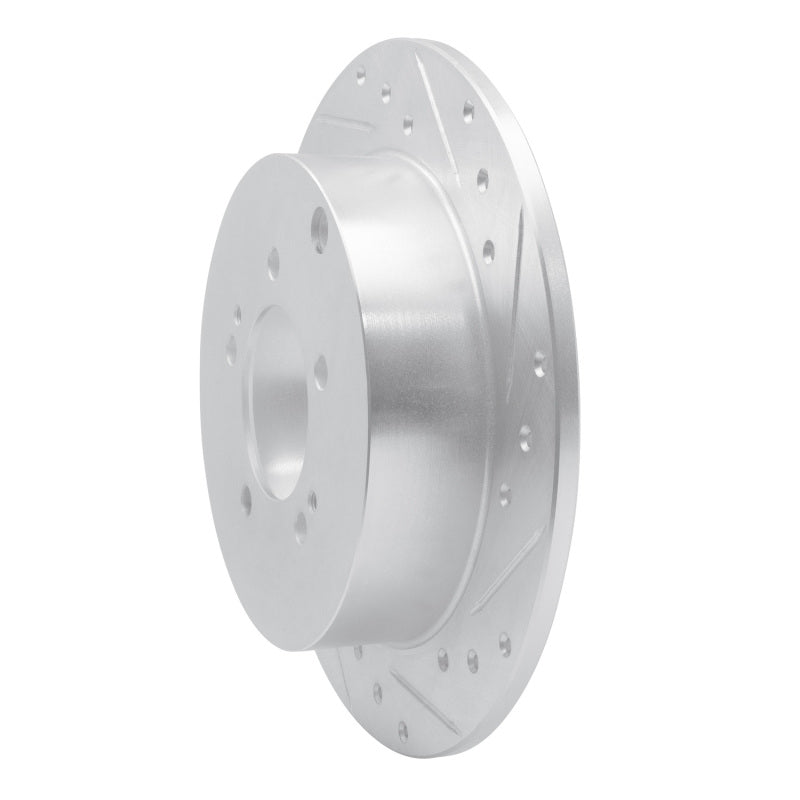 R1 07-15 Mitsubishi Lancer Rear Right Drilled & Slotted Silver Brake Rotor