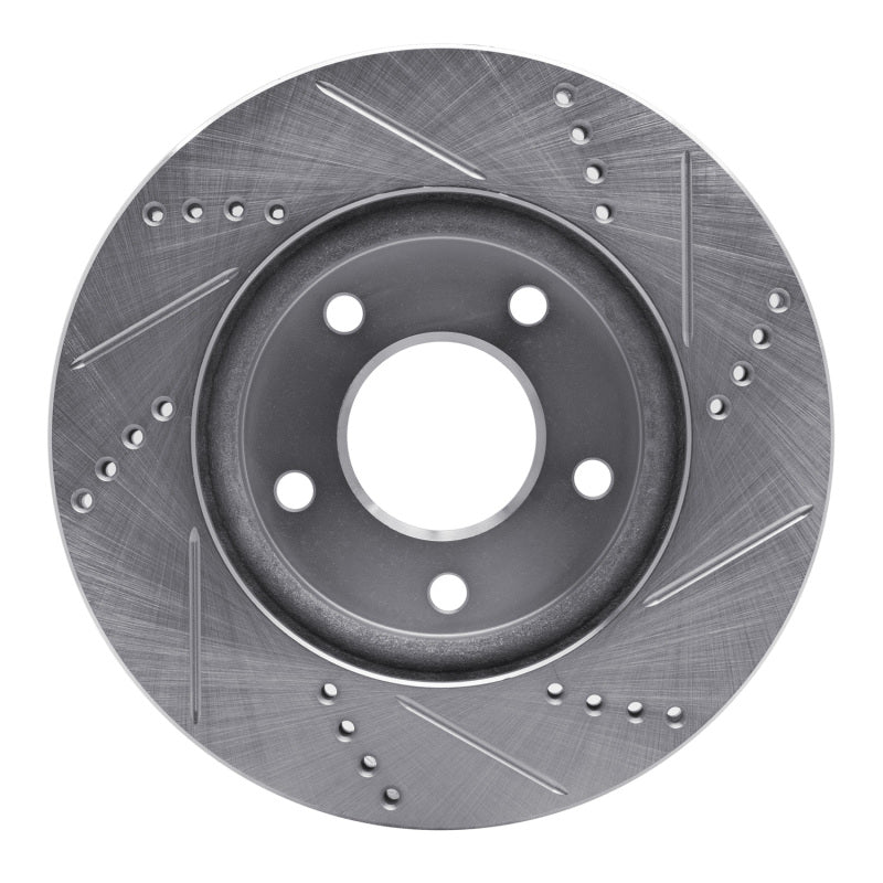 R1 07-17 Dodge CALIBER Front Left Drilled & Slotted Silver Brake Rotor