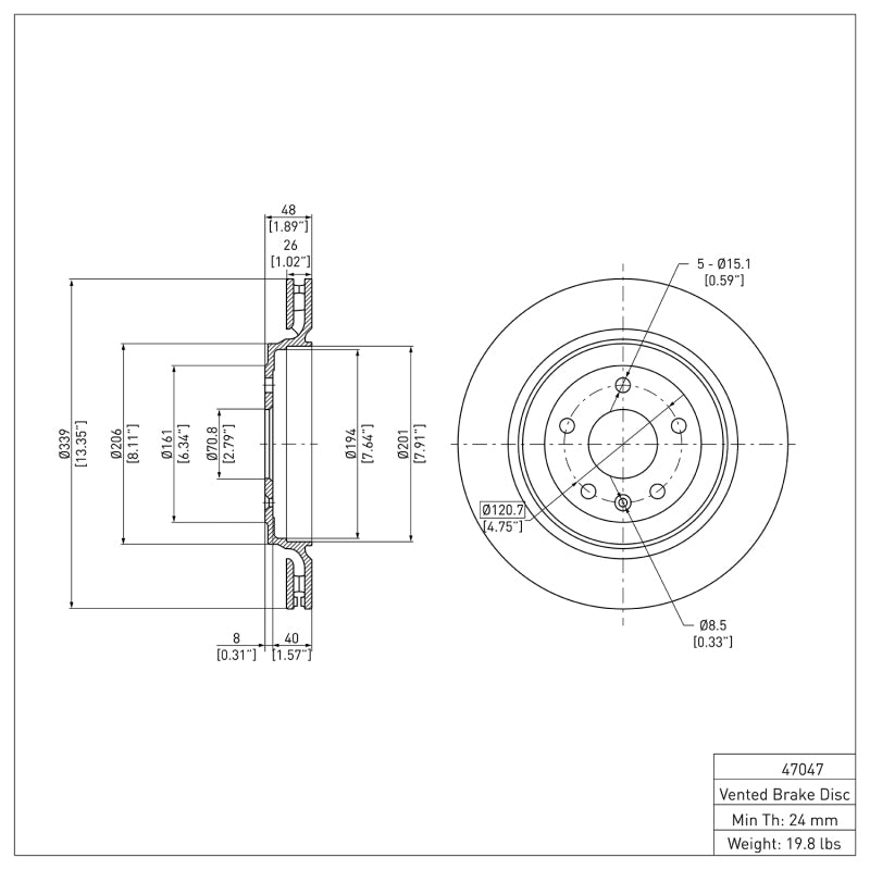 R1 14-19 Chevrolet Corvette Rear Brake Rotor
