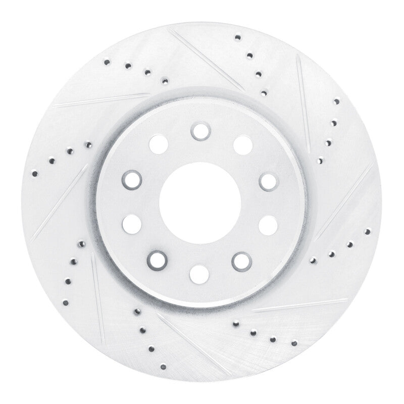 R1 22-25 Jeep Grand Cherokee Front Right Drilled & Slotted Silver Brake Rotor