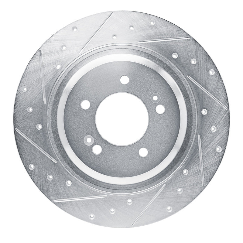 R1 21-25 Hyundai SONATA Rear Left Drilled & Slotted Silver Brake Rotor