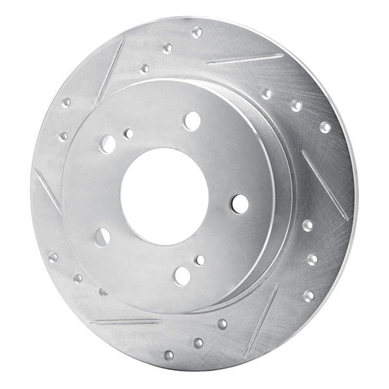 R1 89-93 Nissan Maxima Rear Left Drilled & Slotted Silver Brake Rotor