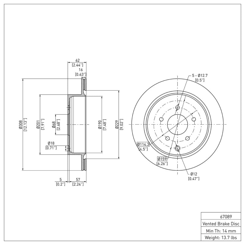 R1 2003-2024 Infiniti M37 Rear Brake Rotor