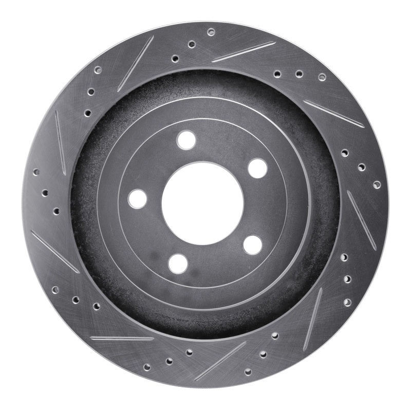 R1 15-23 Ford Mustang Rear Left Drilled & Slotted Silver Brake Rotor