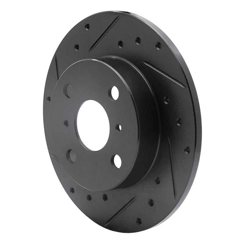 R1 85-86 Toyota MR2 Rear Left Drilled & Slotted Black Brake Rotor