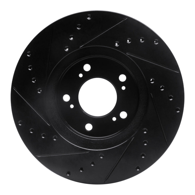 R1 99-04 Acura RL Front Right Drilled & Slotted Black Brake Rotor
