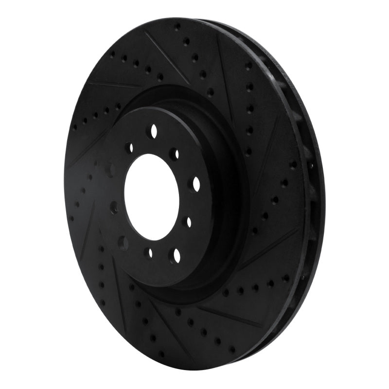 R1 01-06 BMW M3 Left Front Drilled & Slotted Black Brake Rotor
