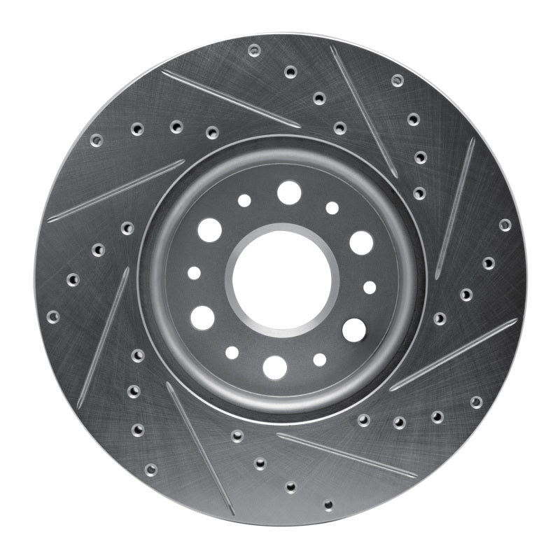 R1 2017-2025 Buick Enclave Front Left Drilled & Slotted Silver Brake Rotor