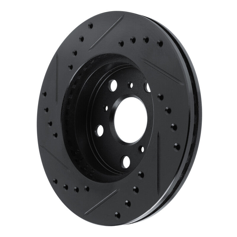 R1 83-86 Toyota Camry Front Right Drilled & Slotted Black Brake Rotor