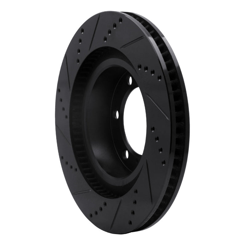 R1 10-24 Lexus GX460 Front Right Drilled & Slotted Black Brake Rotor