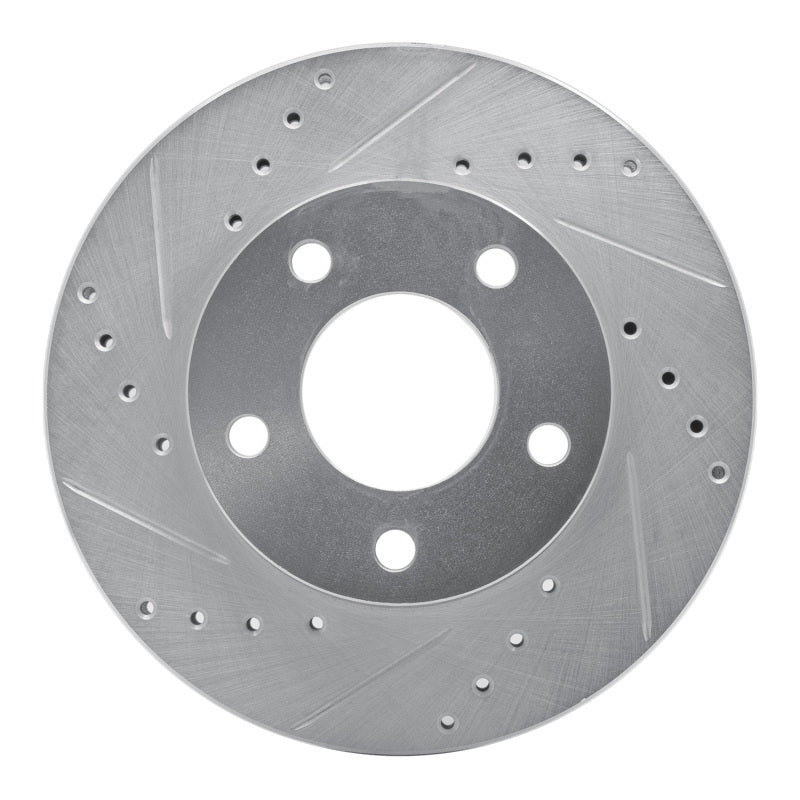 R1 75-80 Ford Granada Left Rear Drilled & Slotted Silver Brake Rotor