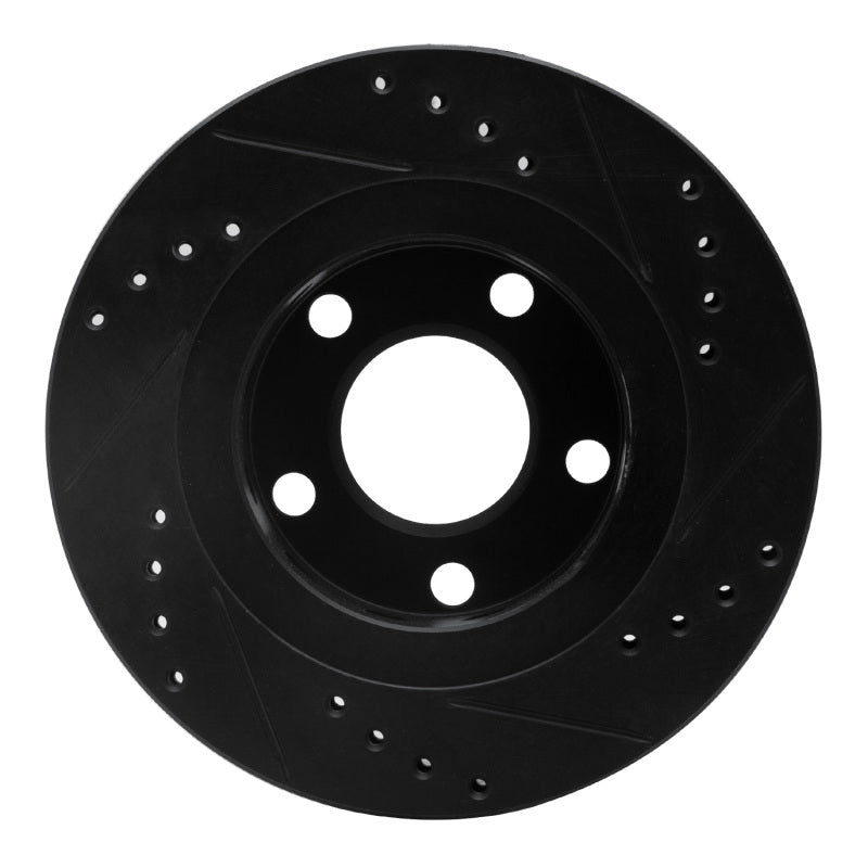 R1 99-05 Audi A6 Quattro Rear Left Drilled & Slotted Black Brake Rotor