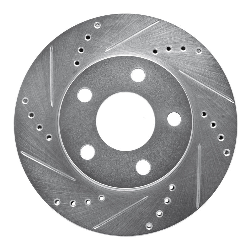 R1 97-05 Chevrolet Malibu Front Left Drilled & Slotted Silver Brake Rotor