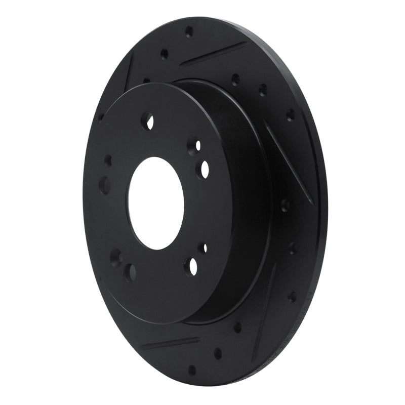 R1 97-15 Acura ILX Rear Left Drilled & Slotted Black Brake Rotor