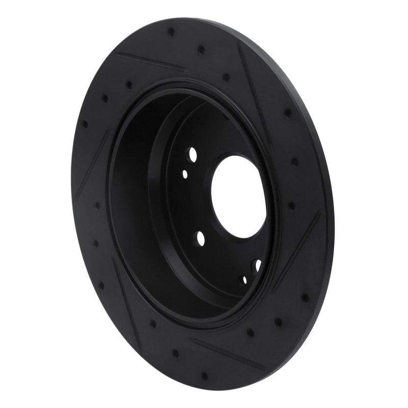 R1 99-11 Acura TL Rear Left Drilled & Slotted Black Brake Rotor