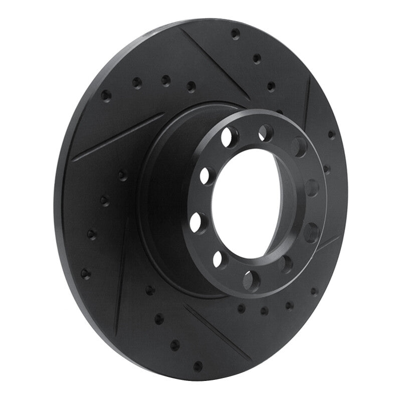 R1 68-76 Mercedes-Benz 230 Front Right Drilled & Slotted Black Brake Rotor