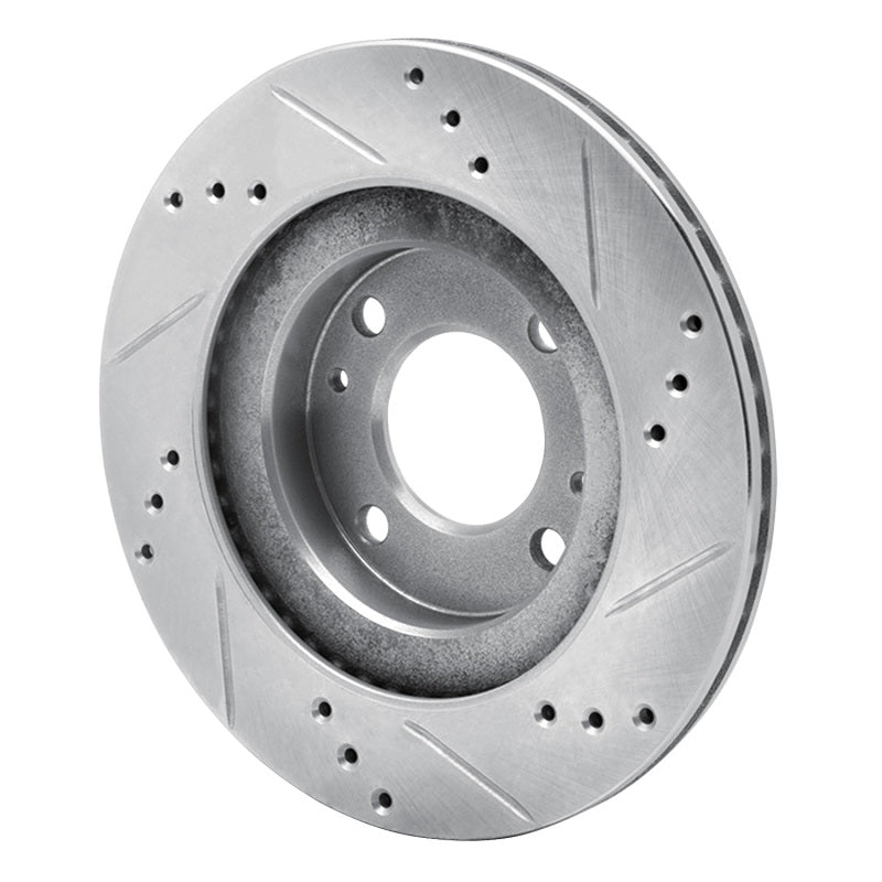 R1 12-17 Mitsubishi I-MIEV Front Left Drilled & Slotted Silver Brake Rotor