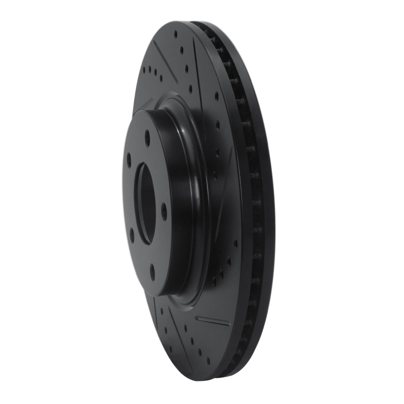R1 02-06 Infiniti I35 Front Right Drilled & Slotted Black Brake Rotor