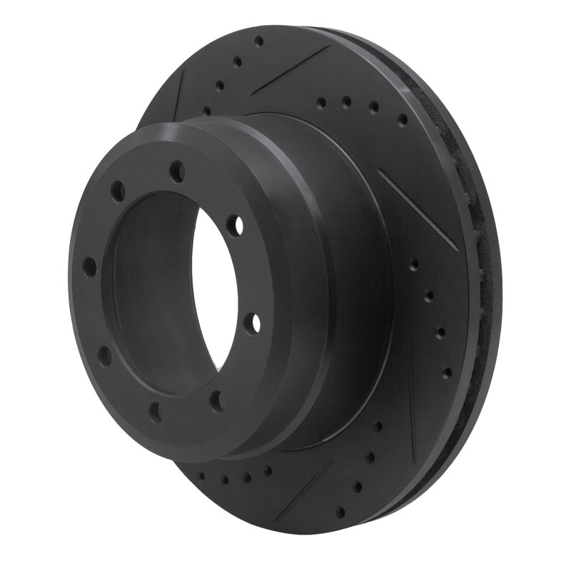 R1 05-12 Ford F-350 Super Duty 4WD Rear Left Drilled & Slotted Black Brake Rotor