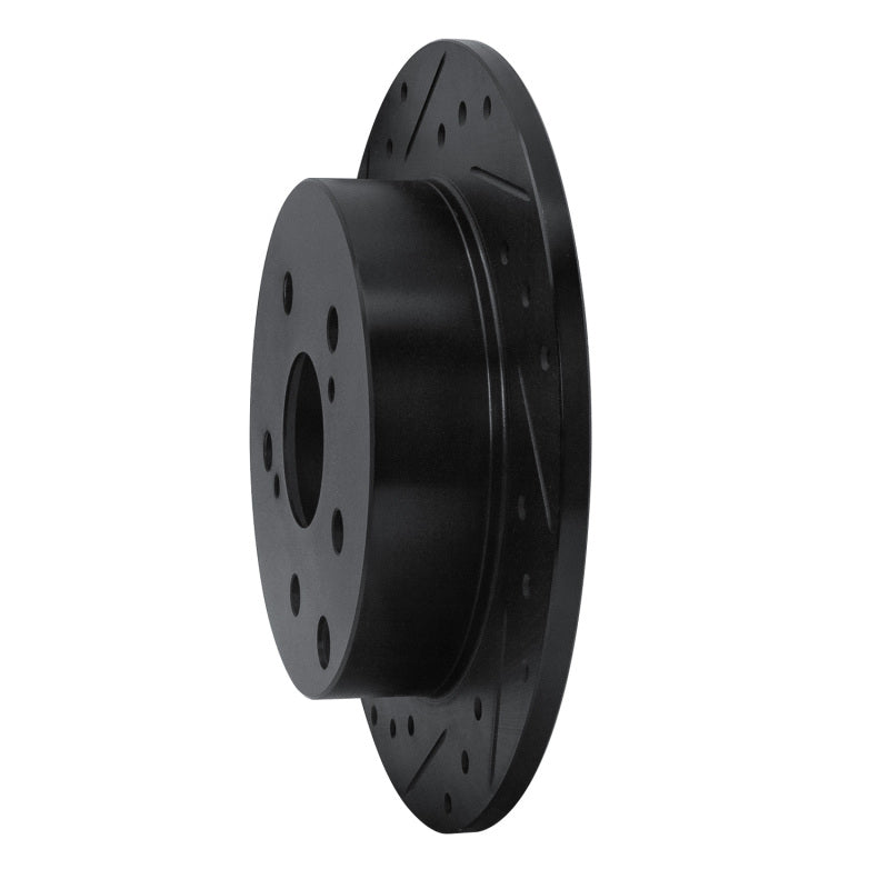 R1 09-13 Pontiac Vibe Rear Left Drilled & Slotted Black Brake Rotor