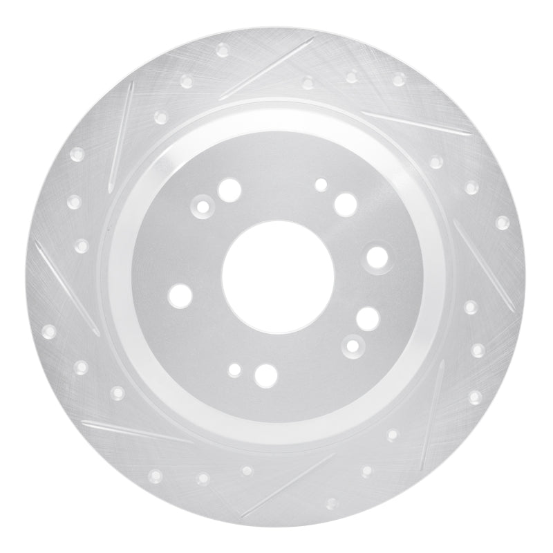 R1 10-15 Honda Crosstour Rear Left Drilled & Slotted Silver Brake Rotor