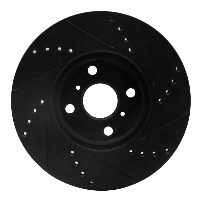 R1 12-18 Toyota Yaris (USA/Canada) Front Left Drilled & Slotted Black Brake Rotor