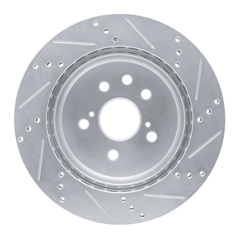 R1 06-20 Lexus GS200T Rear Left Drilled & Slotted Silver Brake Rotor
