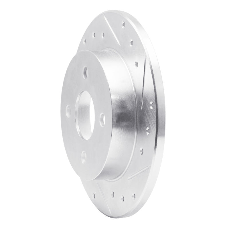 R1 91-98 Saturn SC1 Rear Right Drilled & Slotted Silver Brake Rotor