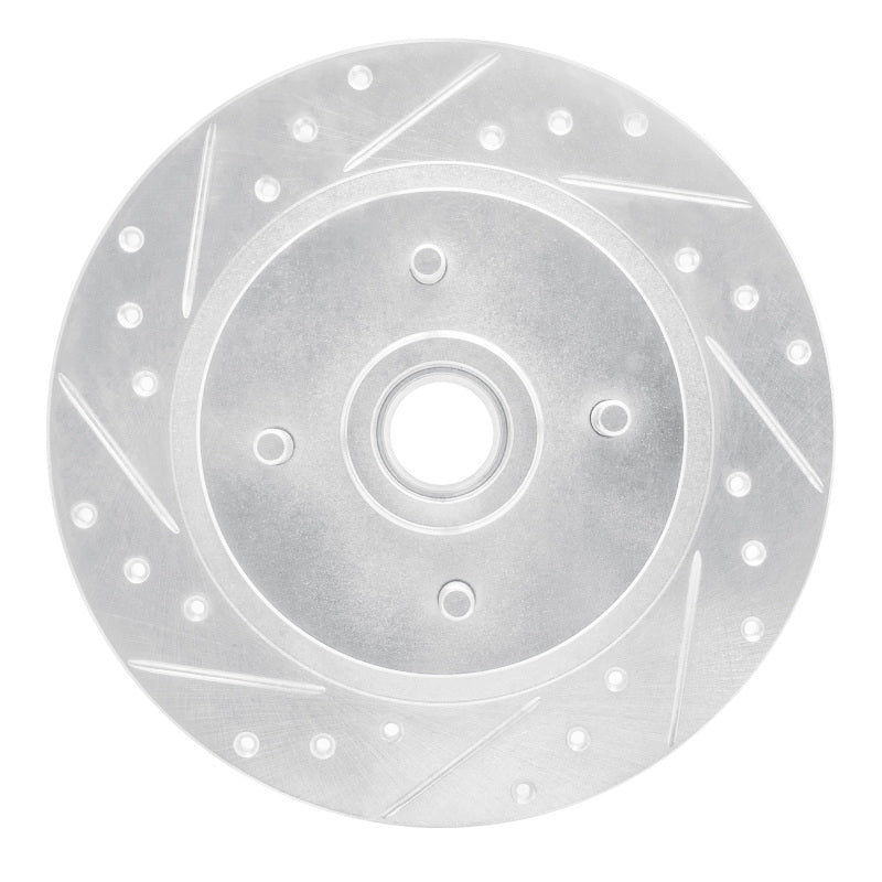 R1 84-87 Nissan Maxima Rear Left Drilled & Slotted Silver Brake Rotor