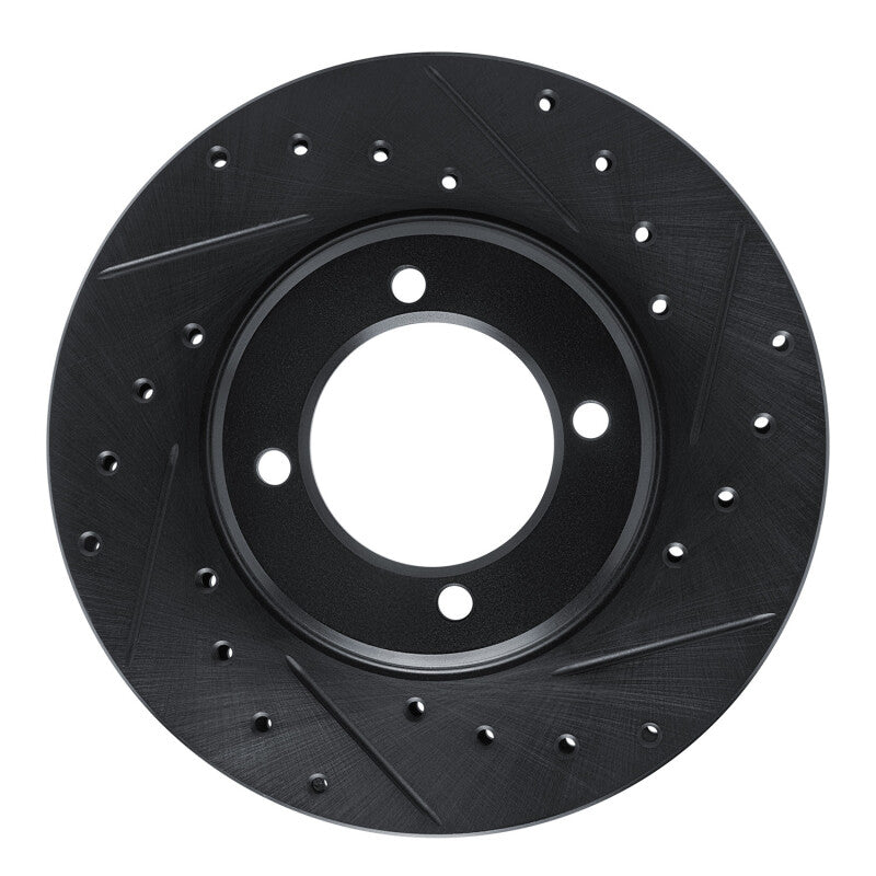 R1 81-82 Toyota Cressida Front Right Drilled & Slotted Black Brake Rotor