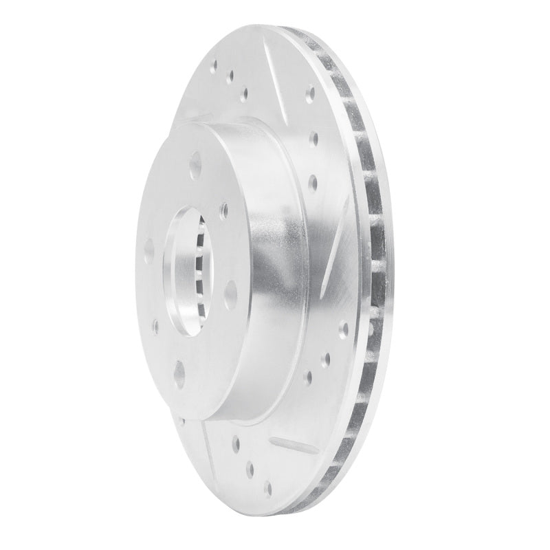 R1 95-00 Nissan 200SX Front Right Drilled & Slotted Silver Brake Rotor