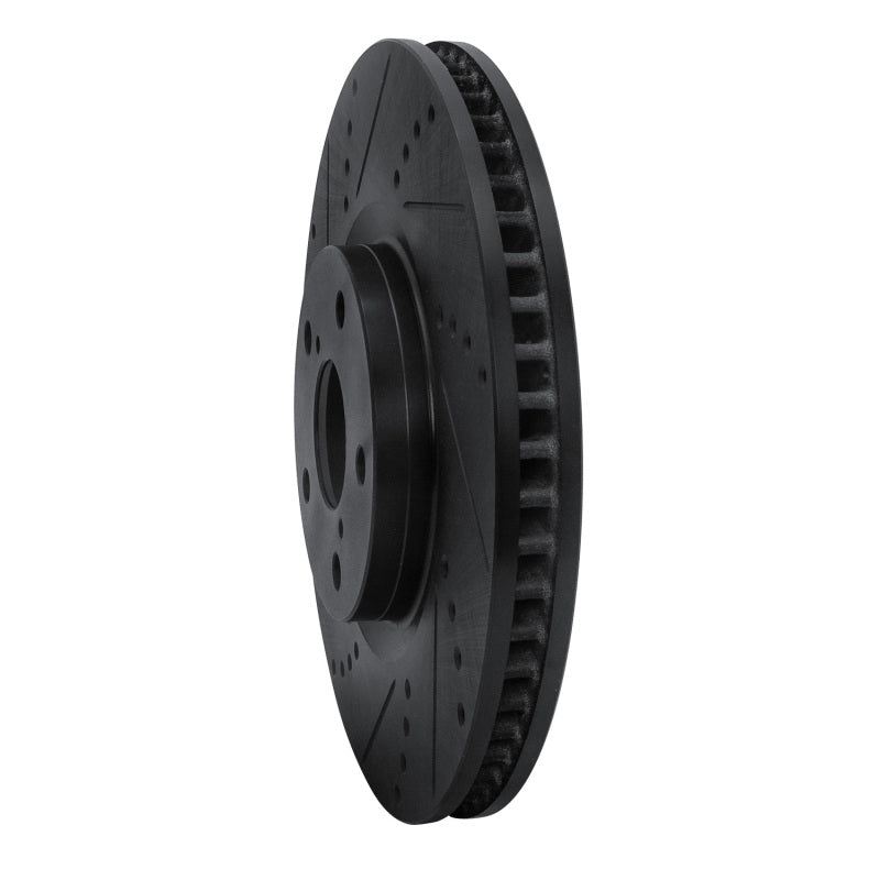 R1 93-98 Toyota Supra Right Front Drilled & Slotted Black Brake Rotor