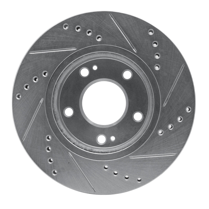 DFC 01-05 Hyundai Santa Fe Front Left Drilled & Slotted Silver Brake Rotor