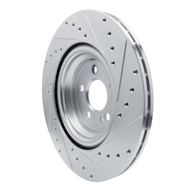 R1 20-26 Mercedes-Benz GLS450 Rear Left Drilled & Slotted Silver Brake Rotor