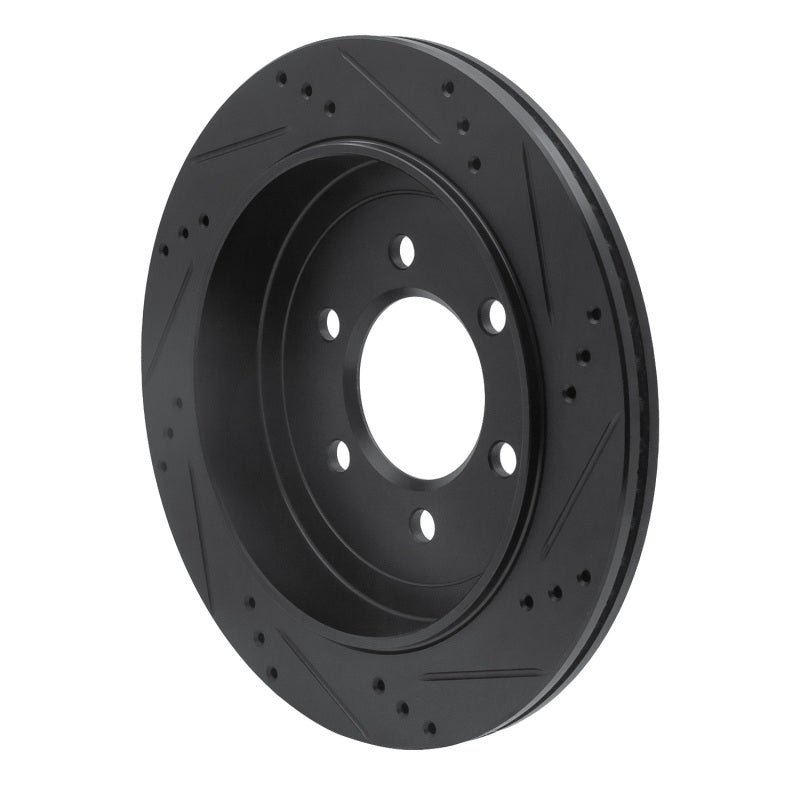 R1 02-06 Ford Expedition Rear Left Drilled & Slotted Black Brake Rotor