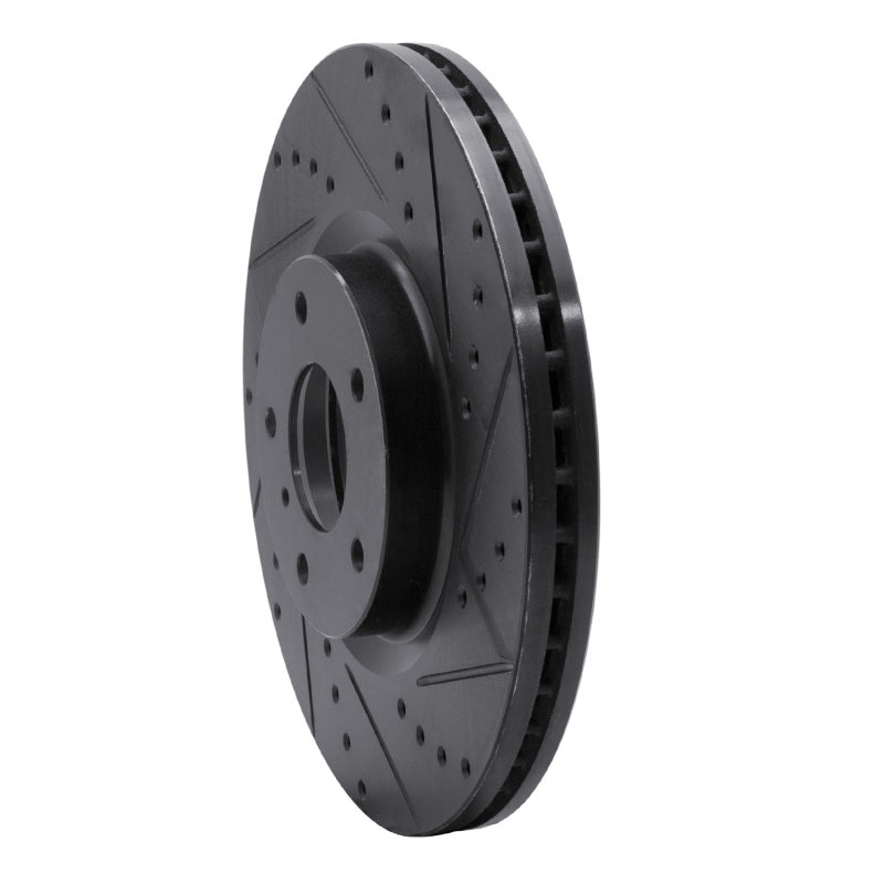 R1 03-23 Infiniti FX35 Front Right Drilled & Slotted Black Brake Rotor