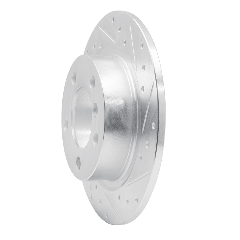 R1 11-16 Mini Cooper Paceman Rear Right Drilled & Slotted Silver Brake Rotor