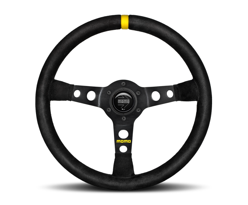 Momo MOD08 Steering Wheel 350 mm - Black Leather/Black Spokes/1 Stripe