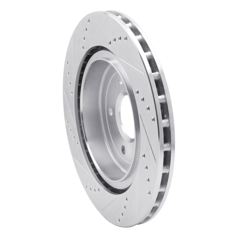 R1 2006-2013 Chevrolet Corvette Rear Right Drilled & Slotted Silver Brake Rotor