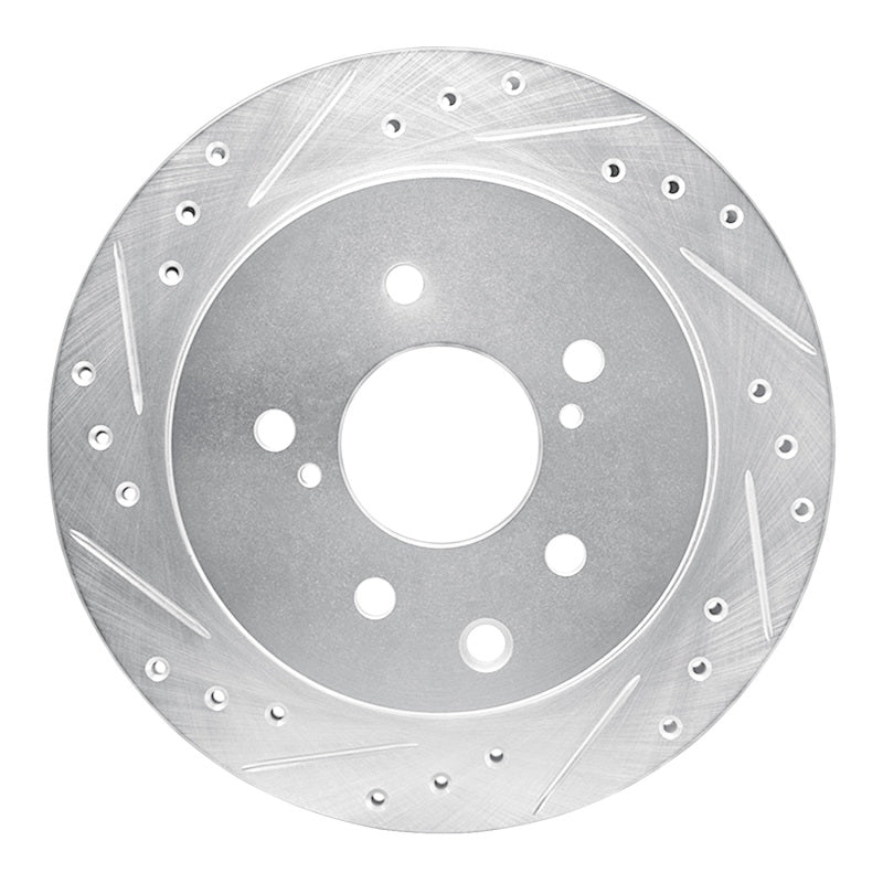 R1 93-01 Infiniti J30 Rear Left Drilled & Slotted Silver Brake Rotor