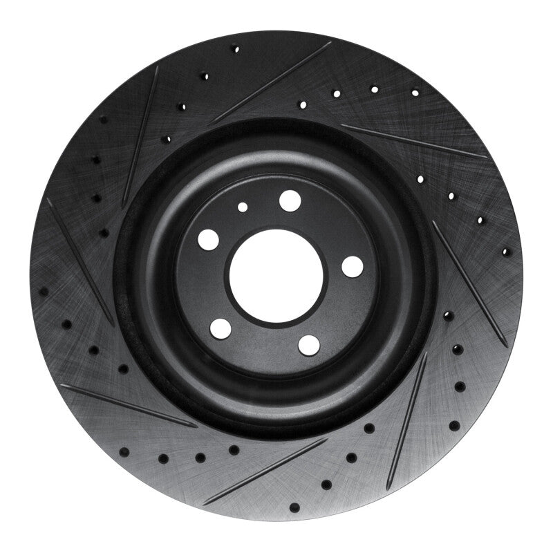 R1 17-25 Audi Q8 e-Tron Rear Right Drilled & Slotted Black Brake Rotor