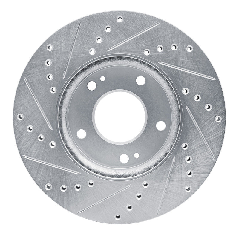 R1 07-10 Kia Rondo (USA) Front Right Drilled & Slotted Silver Brake Rotor