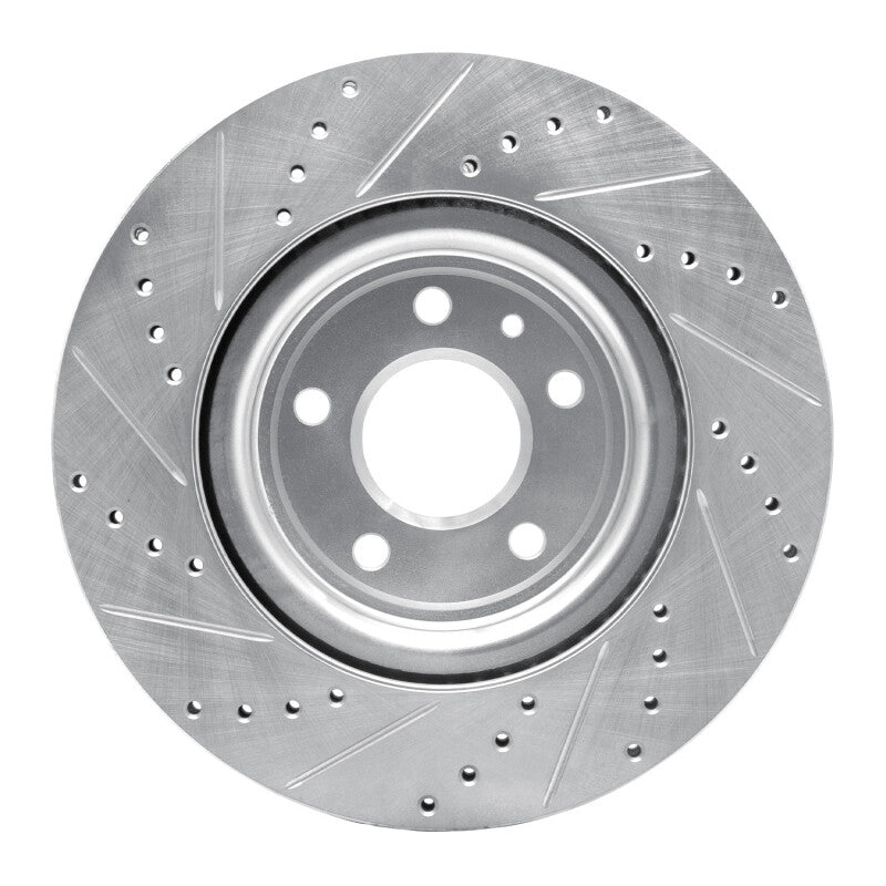 R1 11-19 Ford Flex Front Right Drilled & Slotted Silver Brake Rotor