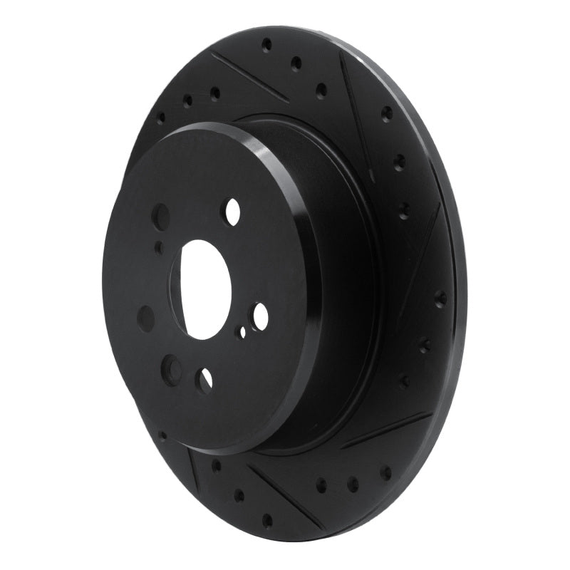R1 90-93 Toyota Celica Rear Right Drilled & Slotted Black Brake Rotor