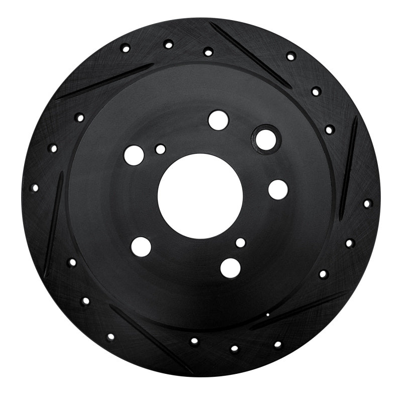 R1 06-15 Lexus IS250 Rear Right Drilled & Slotted Black Brake Rotor