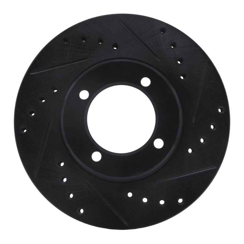 R1 84-87 Toyota Cressida Front Right Drilled & Slotted Black Brake Rotor