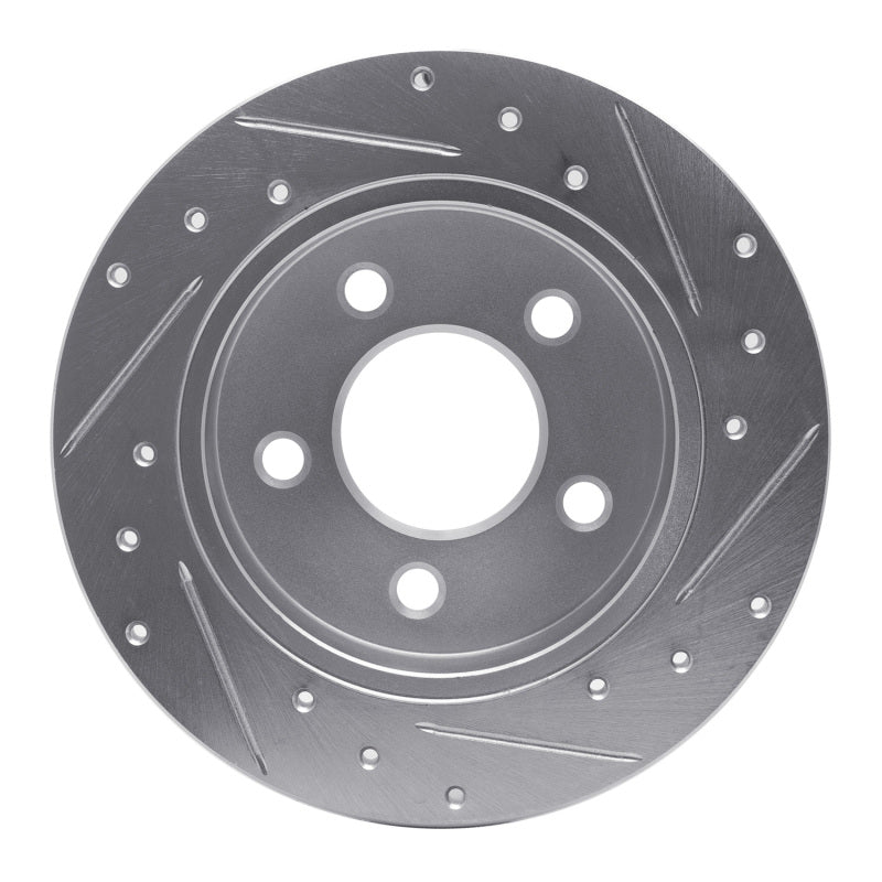 R1 94-04 Ford Mustang Rear Left Drilled & Slotted Silver Brake Rotor