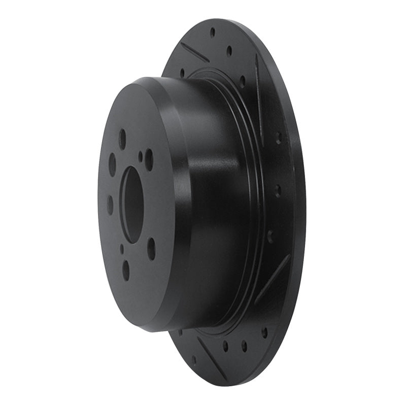 R1 96-99 Toyota Celica Rear Right Drilled & Slotted Black Brake Rotor