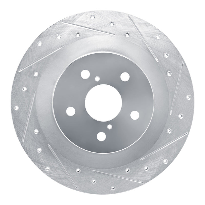 R1 21-22 Lexus RC300 Rear Right Drilled & Slotted Silver Brake Rotor