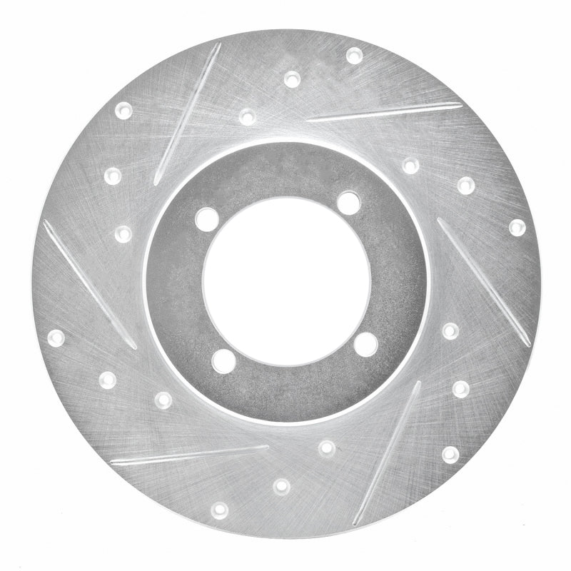 R1 70-73 Nissan 240Z Front Left Drilled & Slotted Silver Brake Rotor